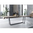 Pemberly Row Modern Stainless Steel & Wood Dining Table in Walnut