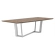 Pemberly Row Modern Stainless Steel & Wood Dining Table in Walnut