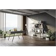 Pemberly Row 3-Drawer Modern Veneer & Stainless Steel Desk in Elm Gray