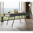 Pemberly Row 3-Drawer Modern Veneer & Stainless Steel Desk in Elm Gray