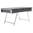 Pemberly Row 3-Drawer Modern Veneer & Stainless Steel Desk in Elm Gray
