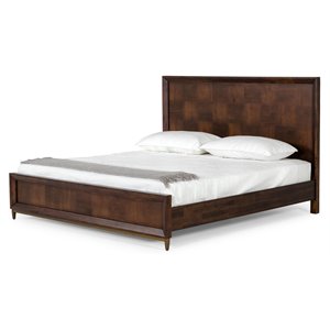 Pemberly Row 79x85&quot Modern Acacia Wood & Metal Eastern King Bed in Brown