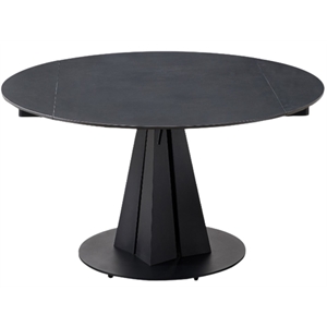 Pemberly Row Black Sintered Stone Dining Table with Solid Steel legs