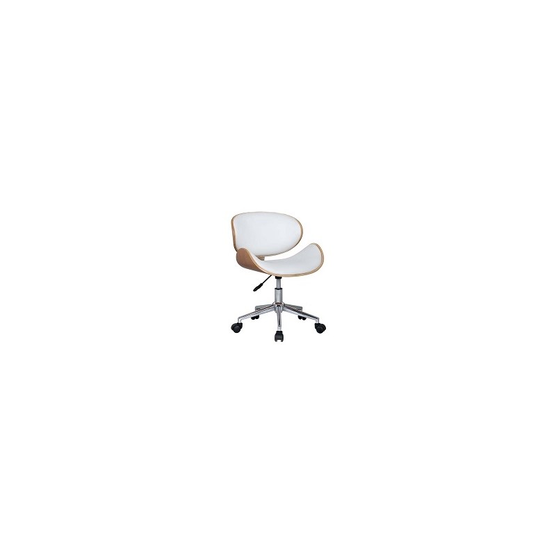 Pemberly Row White Office Chair with Plywood Frame and Chrome Base