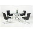 Pemberly Row Round Modern Metal & Glass Dining Table in Silver/Clear