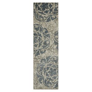 Pemberly Row 2'2&quot x 7'6&quot Polyester Modern Indoor Rug in Ivory/Blue