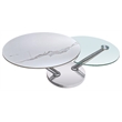 Pemberly Row Coffee Table with 1 White/Gray Ceramic Top and 1 Clear Glass Top