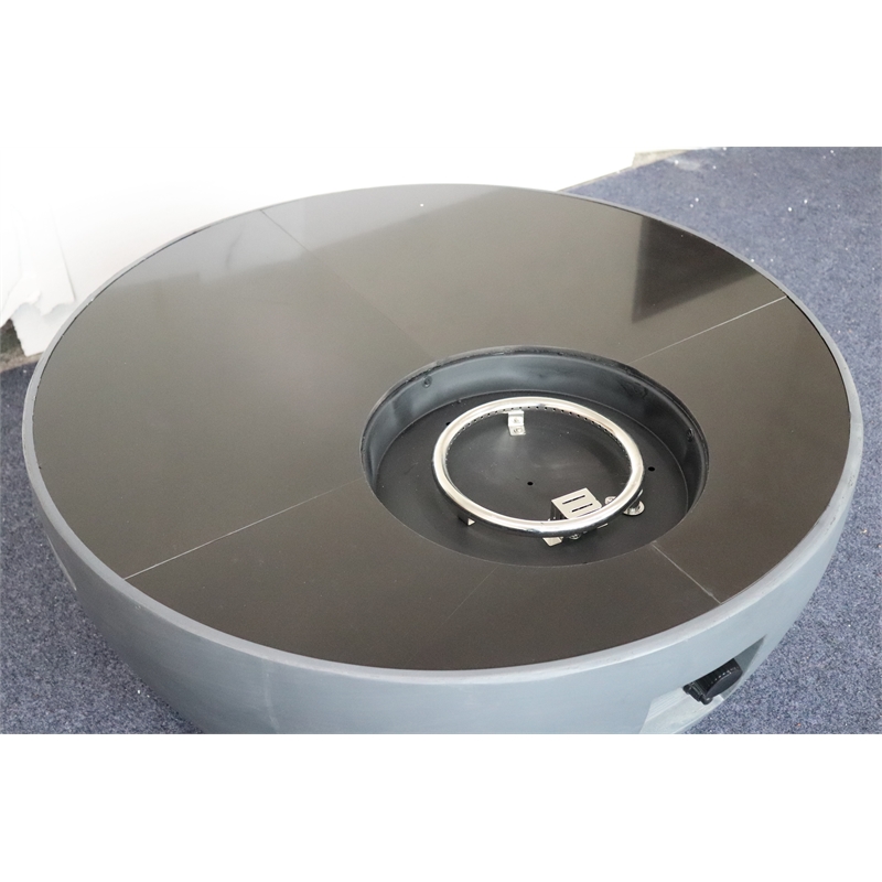 Pemberly Row Round Porcelain Firepit with Stainless Steel Burner
