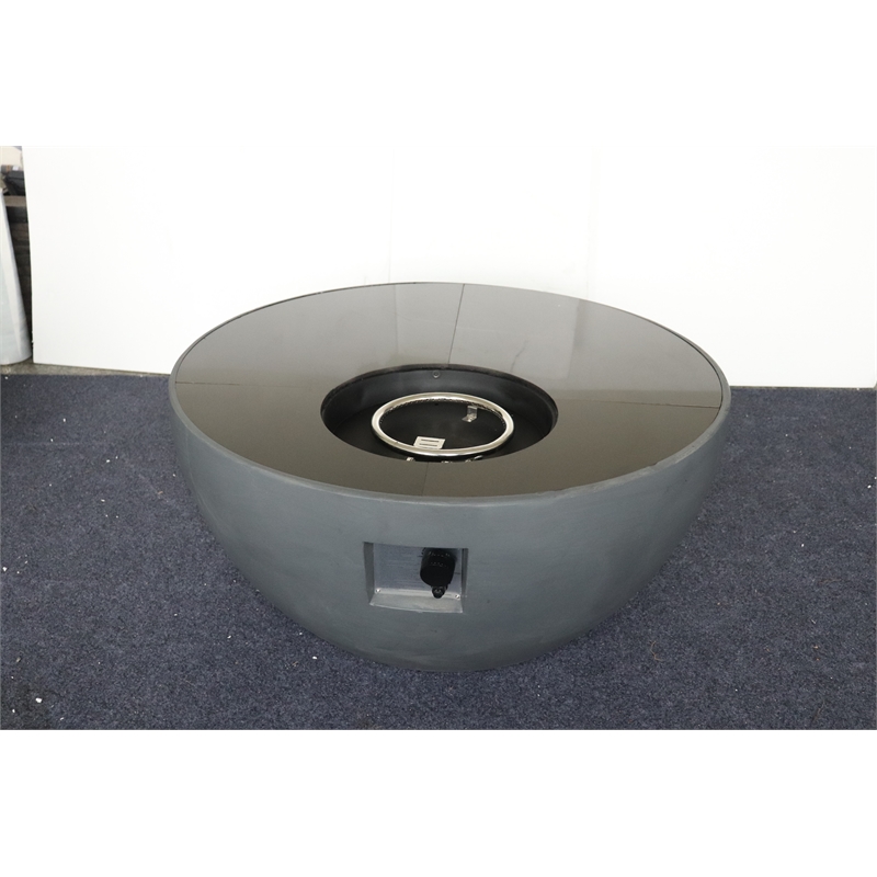 Pemberly Row Round Porcelain Firepit with Stainless Steel Burner