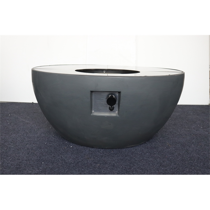 Pemberly Row Round Porcelain Firepit with Stainless Steel Burner