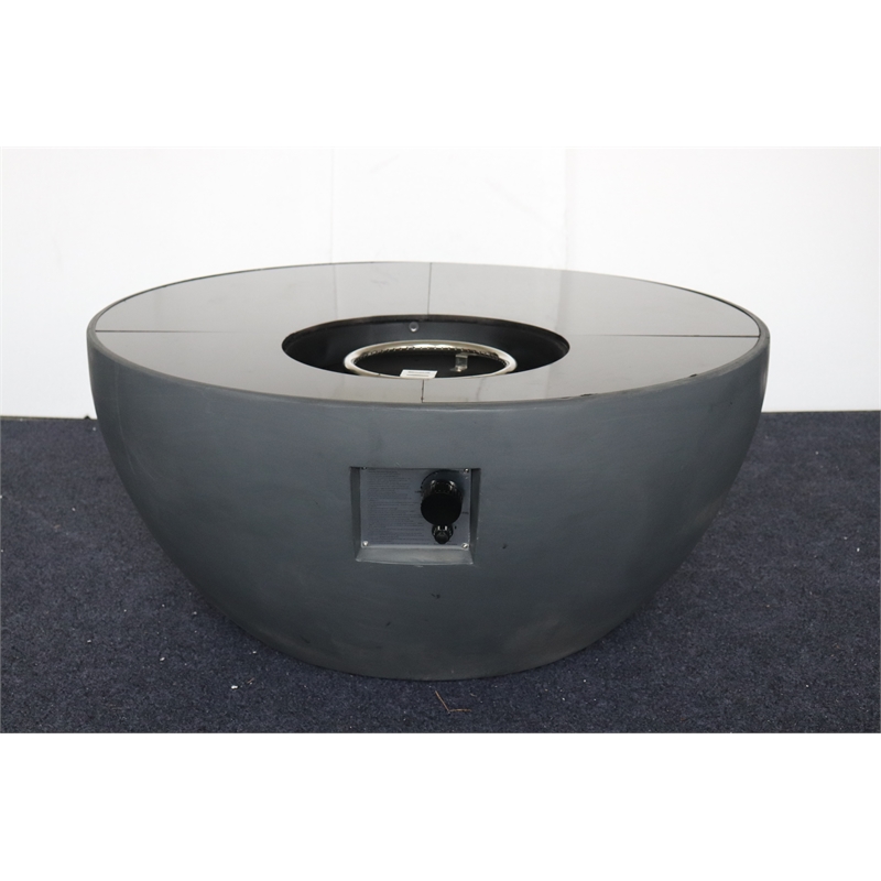 Pemberly Row Round Porcelain Firepit with Stainless Steel Burner