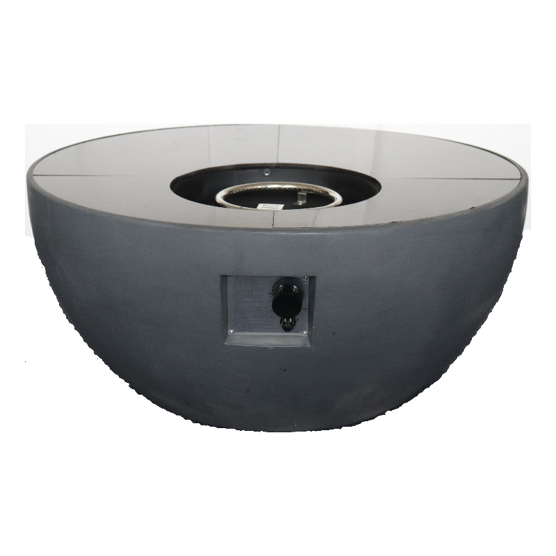 Pemberly Row Round Porcelain Firepit with Stainless Steel Burner