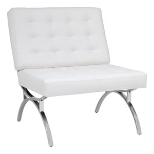 Pemberly Row Accent Chair Blended Leather and Chrome Frame / White