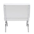 Pemberly Row Accent Chair Blended Leather and Chrome Frame / White