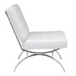Pemberly Row Accent Chair Blended Leather and Chrome Frame / White