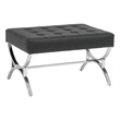 Pemberly Row Ottoman Blended Leather / Chrome Metal Frame / Black