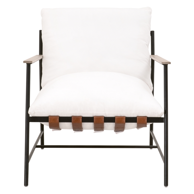 Pemberly Row Modern Transitional Fabric Club Chair in White Finish