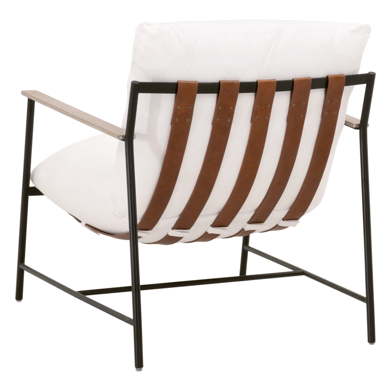 Pemberly Row Modern Transitional Fabric Club Chair in White Finish