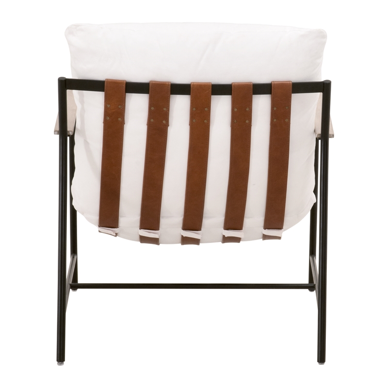 Pemberly Row Modern Transitional Fabric Club Chair in White Finish