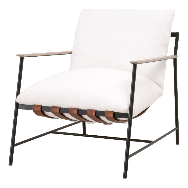 Pemberly Row Modern Transitional Fabric Club Chair in White Finish