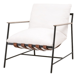 Pemberly Row Modern Transitional Fabric Club Chair in White Finish