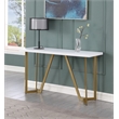 Pemberly Row Contemporary White Wood Console Table with Gold Painted Legs