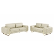 Pemberly Row Modern Genuine Italian Leather Upholstered Sofa Set