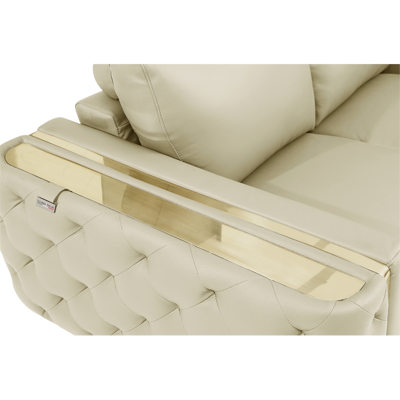 Pemberly Row Modern Genuine Italian Leather Upholstered Sofa Set