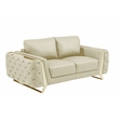 Pemberly Row Modern Genuine Italian Leather Upholstered Sofa Set