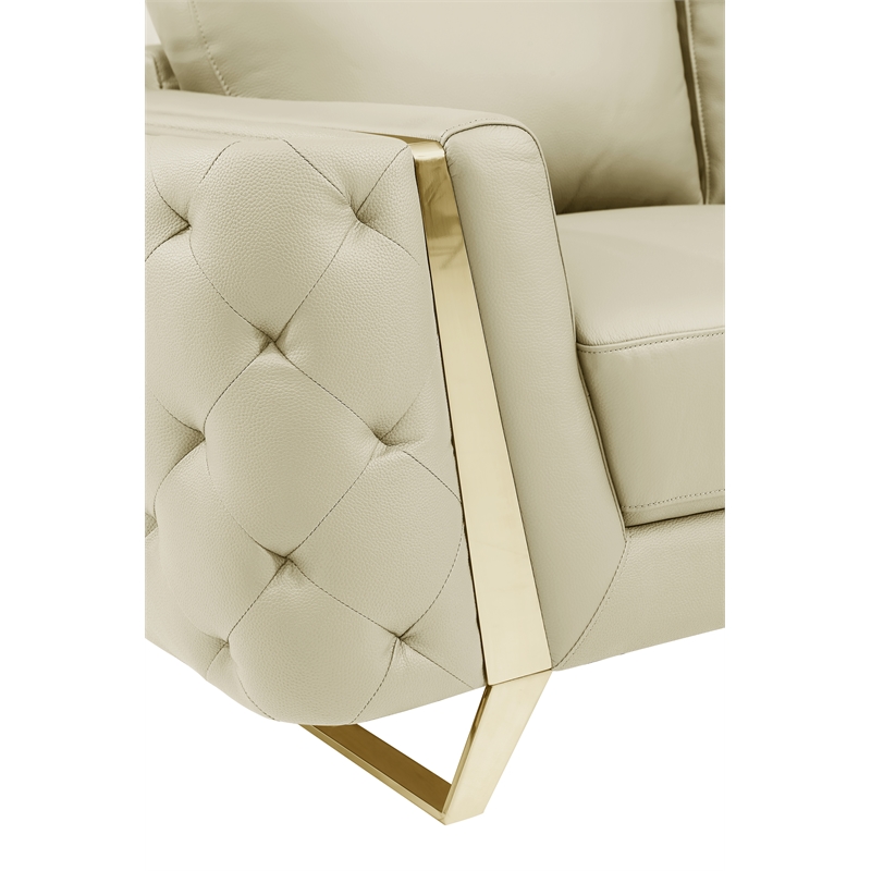 Pemberly Row Modern Genuine Italian Leather Upholstered Sofa