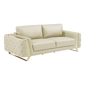 Pemberly Row Modern Genuine Italian Leather Upholstered Sofa
