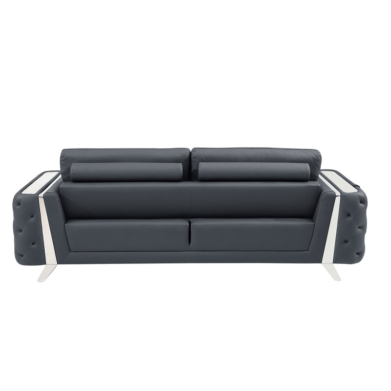 Pemberly Row Modern Genuine Italian Leather Upholstered Sofa