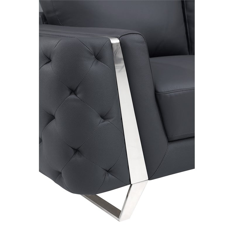 Pemberly Row Modern Genuine Italian Leather Upholstered Sofa