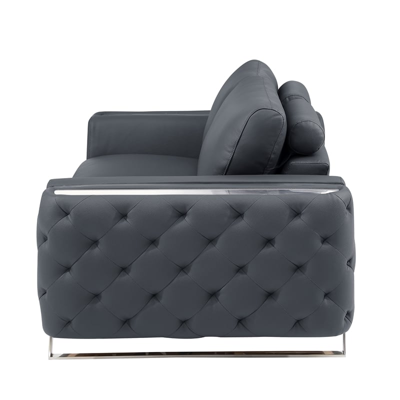 Pemberly Row Modern Genuine Italian Leather Upholstered Chair