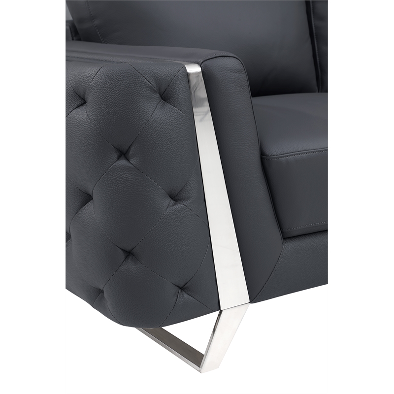 Pemberly Row Modern Genuine Italian Leather Upholstered Chair