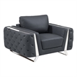 Pemberly Row Modern Genuine Italian Leather Upholstered Chair