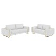 Pemberly Row Modern Genuine Italian Leather Upholstered Sofa Set