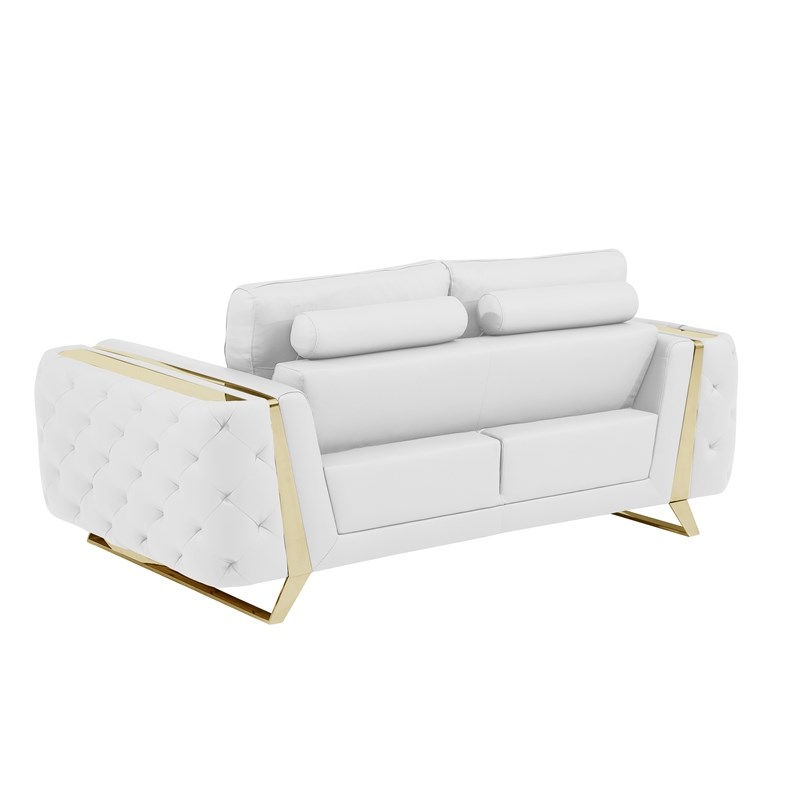 Pemberly Row Modern Genuine Italian Leather Upholstered Sofa Set