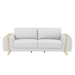 Pemberly Row Modern Genuine Italian Leather Upholstered Sofa Set