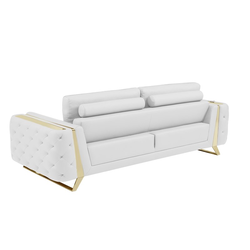 Pemberly Row Modern Genuine Italian Leather Upholstered Sofa Set