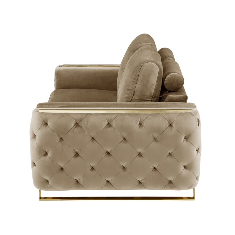 Pemberly Row Modern Transitional Modern Italian Fabric Sofa Set