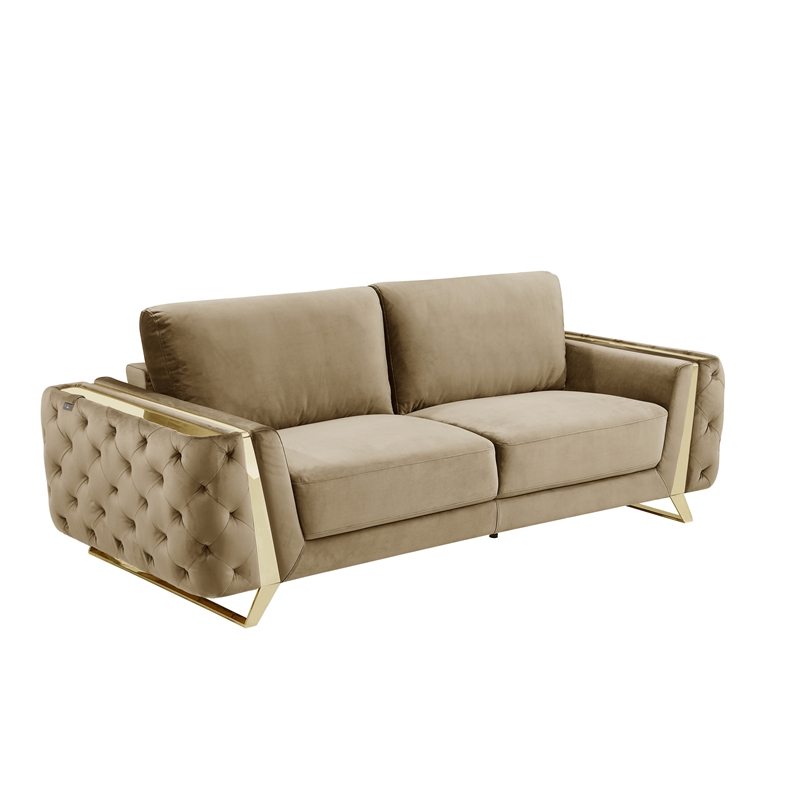 Pemberly Row Modern Transitional Modern Italian Fabric Sofa Set