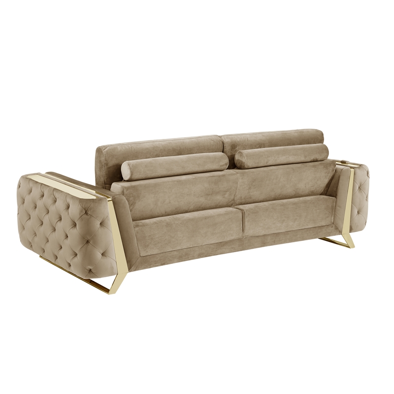 Pemberly Row Modern Transitional Modern Italian Fabric Sofa Set