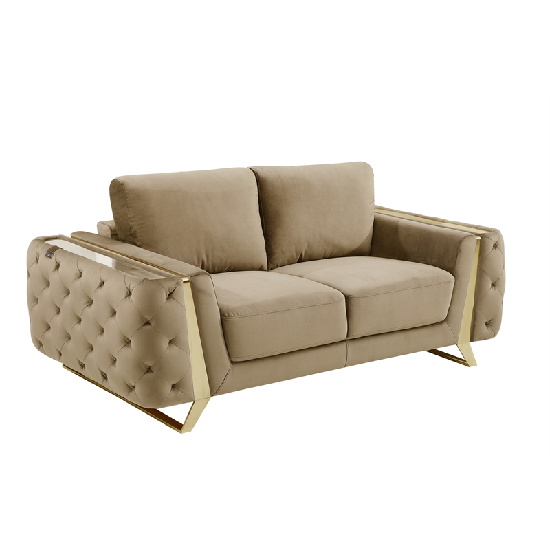 Pemberly Row Modern Transitional Modern Italian Fabric Sofa Set