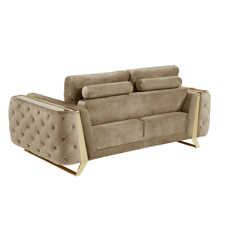 Pemberly Row Modern Transitional Modern Italian Fabric Sofa Set
