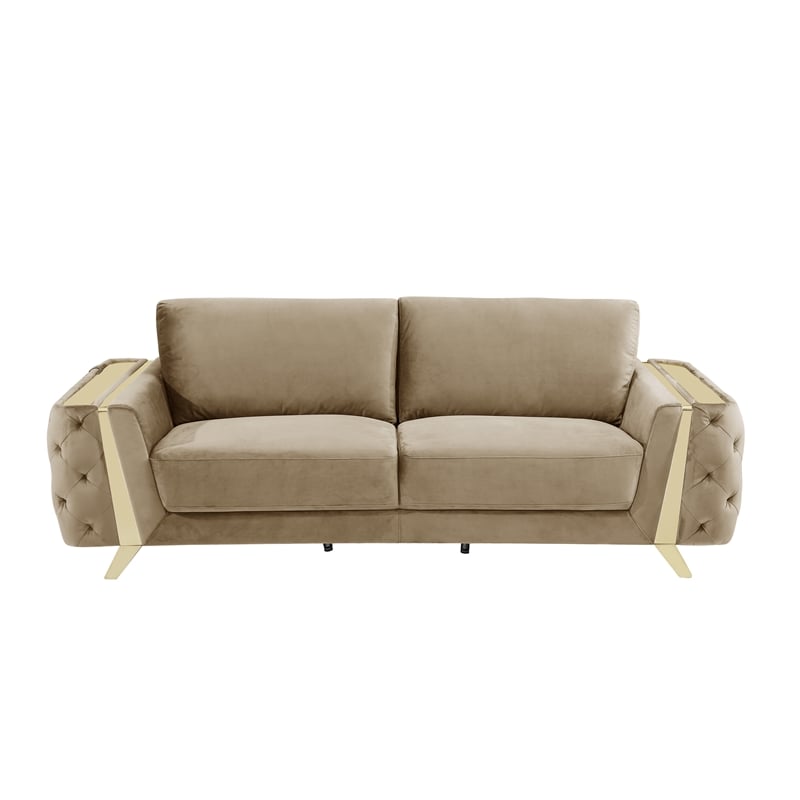 Pemberly Row Modern Transitional Modern Italian Fabric Sofa in Beige