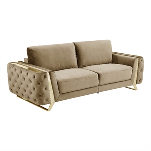 Pemberly Row Modern Transitional Modern Italian Fabric Sofa in Beige