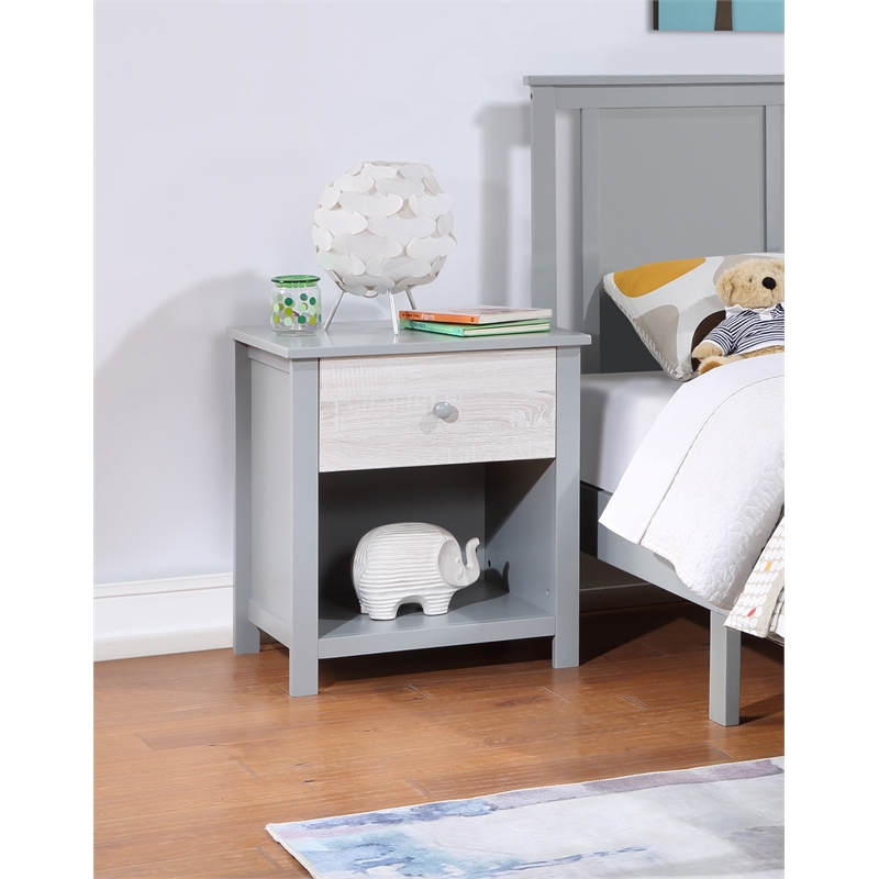Pemberly Row Traditional Wood Nightstand in Gray and Rockport Gray