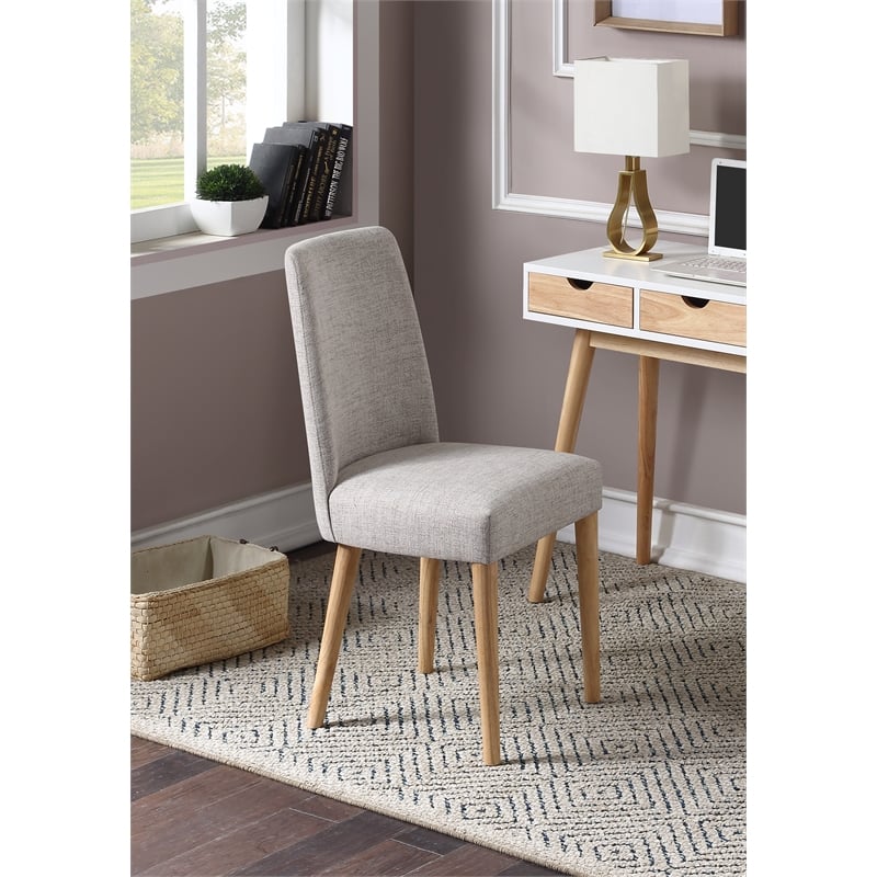 Pemberly Row Traditional Wood and Fabric Chair in Natural and Gray