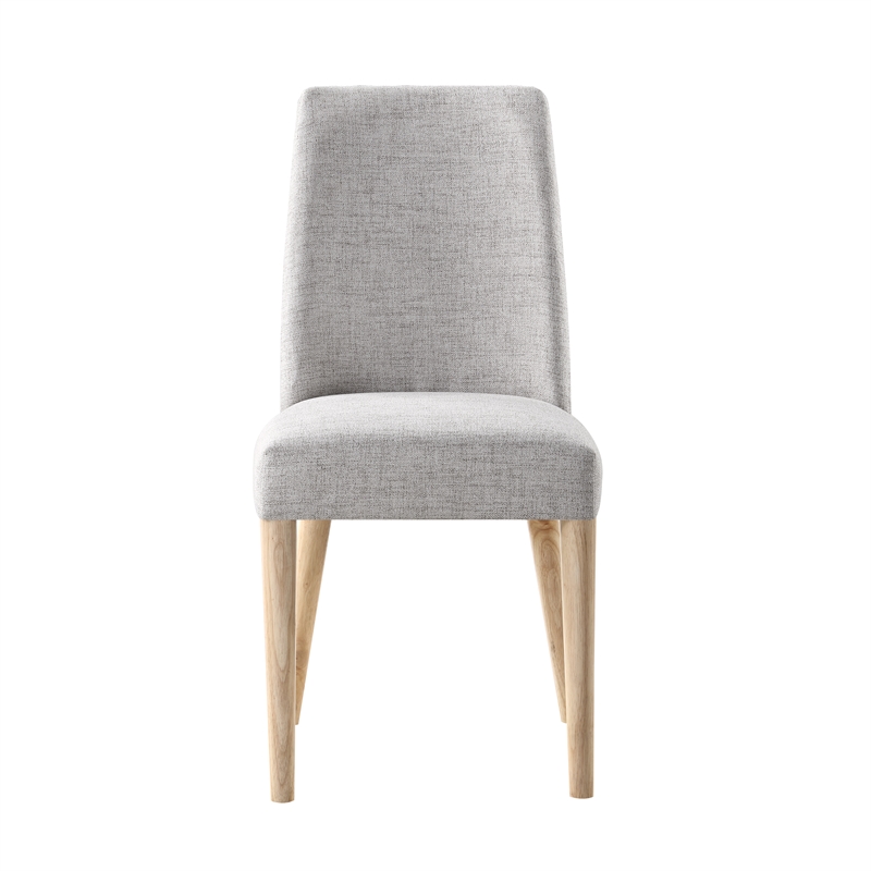 Pemberly Row Traditional Wood and Fabric Chair in Natural and Gray